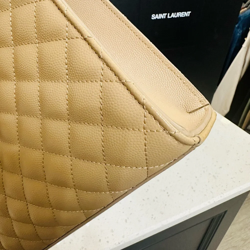 Classic YSL Envelope Lambskin Chervon Diamond Quilted Brown Bag - Picture 3 of 10